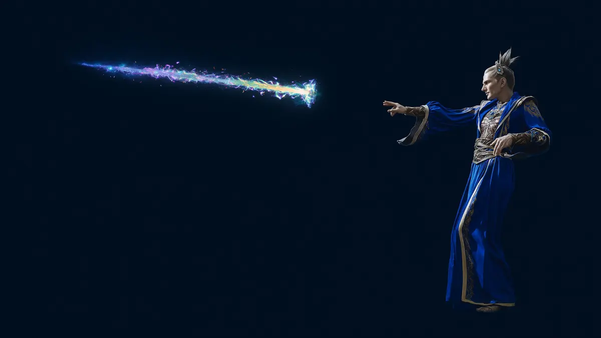 A battle mage casting an arcane bolt